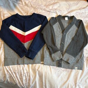 GAP Kids Navy and Gray Chevron Sweatshirt and gray Button up Sweater